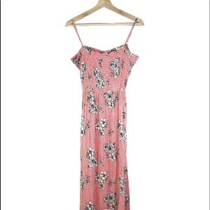 NWOT Everly Floral Striped Maxi Dress Sleeveless Orange Sz L